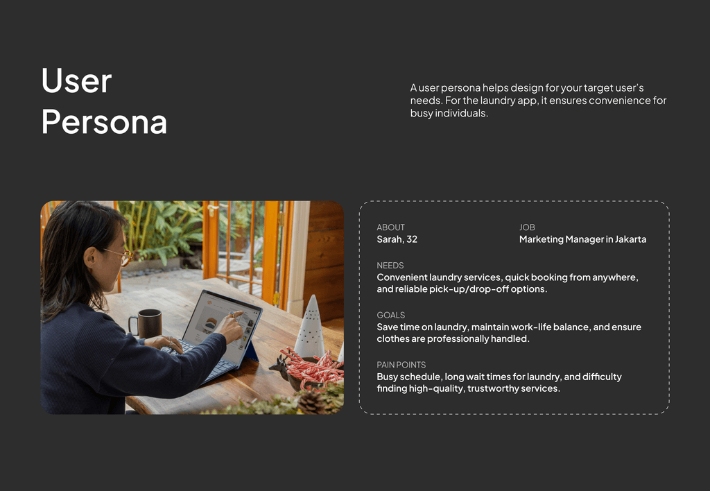 User persona — needs, goals and pain points.